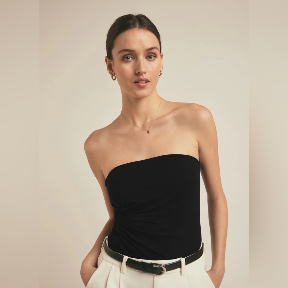 $159 FAVORITE DAUGHTER Black Strapless Tube Tank Top Small Medium